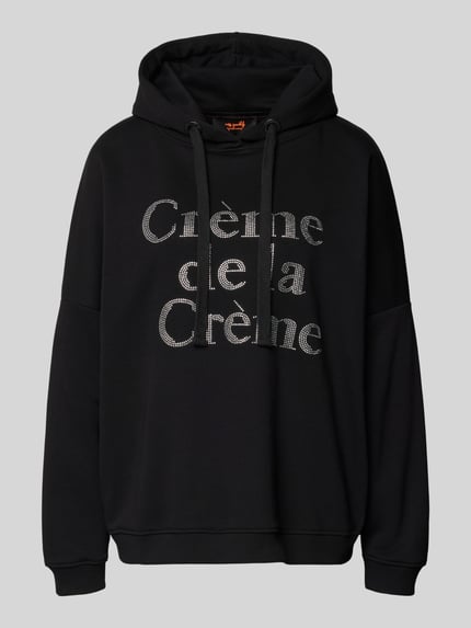 Produktfoto, Oversized Hoodie mit Kapuze von miss goodlife in Schwarz mit Label-Detail, gerippten Abschlüssen und Tunnelzug aus Baumwolle