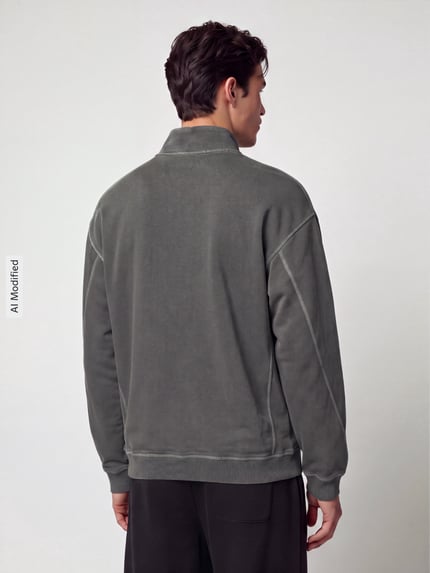 HUGO Blue Sweatshirt mit Logo-Print Troyerkragen BLACK 5