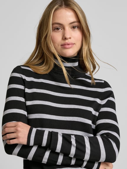 Christian Berg Woman Strickpullover mit geripptem Rollkragen Black 3