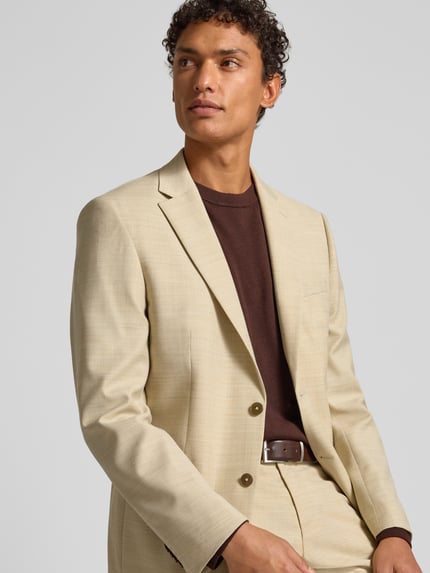 bugatti Regular fit 2-knoops colbert met klepzakken Beige - 3