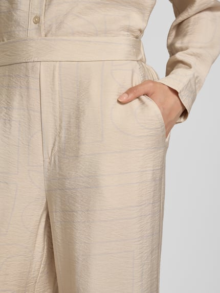 My Essential Wardrobe Straight leg stoffen broek in kreuklook, model 'Kelly' Zand - 3