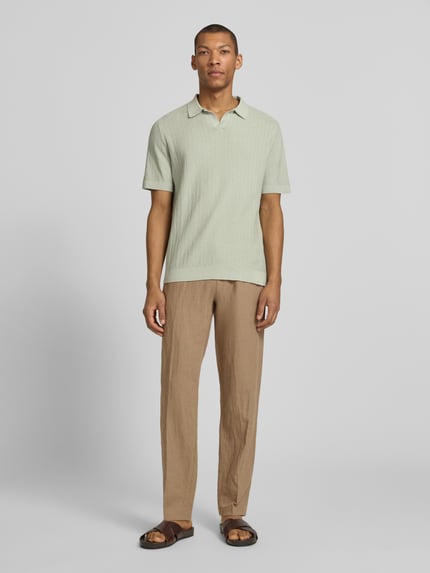 Selected Regular Fit Poloshirt aus Baumwoll-Leinen-Mix Modell 'MATTIS' Lind 1