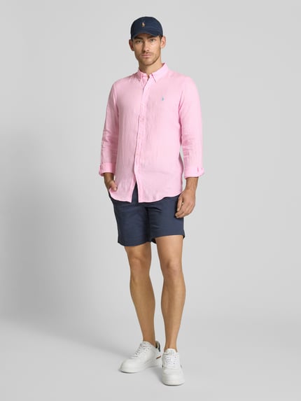 Polo Ralph Lauren Slim fit linnen overhemd met logostitching Roze - 1