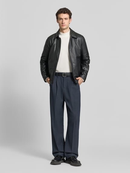 Casual Friday Regular fit bandplooibroek met elastische band model 'GRANT' Marineblauw - 1