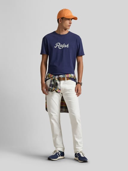 Polo Ralph Lauren Relaxed Fit T-Shirt aus reiner Baumwolle mit Label-Schriftzug Marine 1