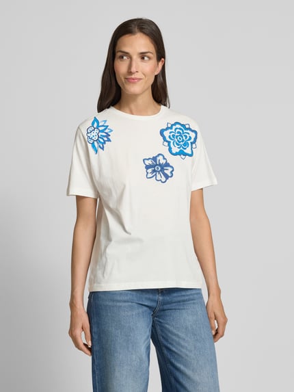 ICHI T-shirt met motiefprints, model 'MAJOU' Offwhite - 4