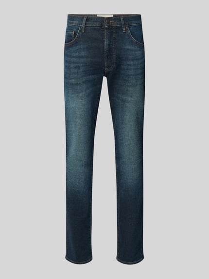 Produktfoto, Modern Fit Jeans aus Baumwoll-Mix Modell 'Chuck' von Brax in Denim-Optik mit Label-Patch, Twill-Textur, 5-Pocket-Design