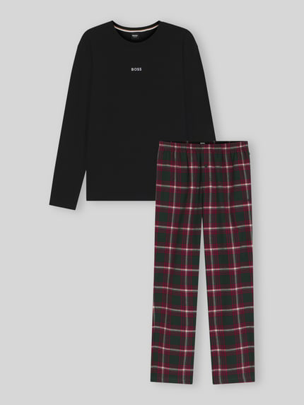 BOSS Pyjama-Set mit Logo-Detail im 2-teiligen Set Dunkelrot 2