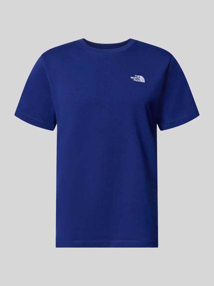 Produktfoto, Regular Fit T-shirt met ronde hals Model 'EVOLUTION' van The North Face in blauw met labelstitching, ruglengte maat M: 72 cm