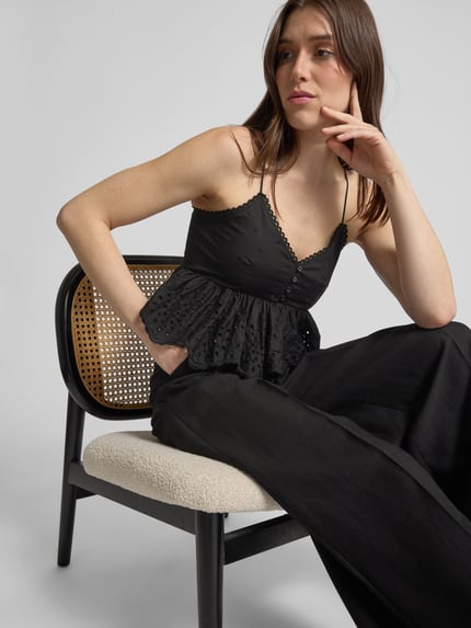 Weekend Max Mara Blusentop mit Lochmuster Modell 'ASBURGO' Black 3