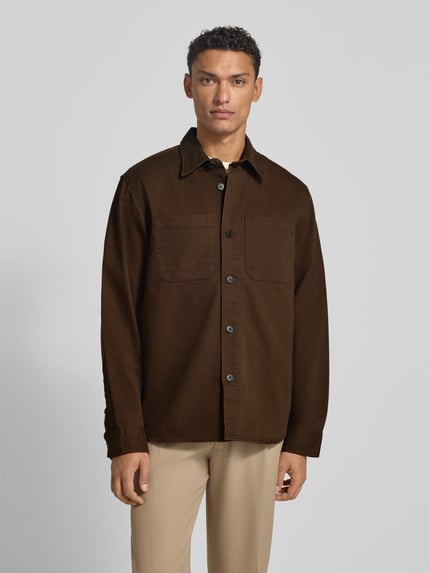 Selected Kurtka koszulowa o kroju regular fit z czystej bawełny model ‘TRAVIS’ Czekoladowy 4