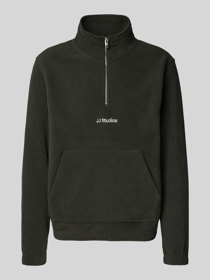 JACK & JONES Regular fit schipperstrui met kangoeroezak model 'SOHO HALFZIP FLEECE' Olijfgroen - 2