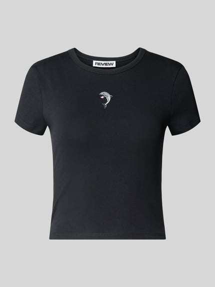 REVIEW T-shirt met motiefstitching Zwart - 2