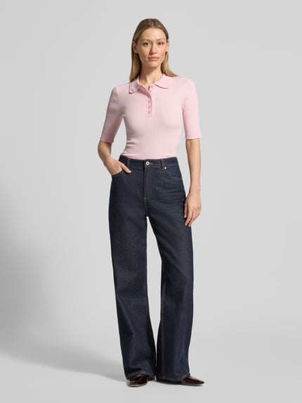 Jake*s Studio Woman Strickshirt mit 1/2-Arm und Polokragen Pink 1