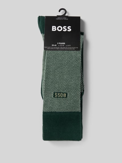BOSS Skarpety długie z bawełny mieszanej w zestawie 2 szt. Zielony 3