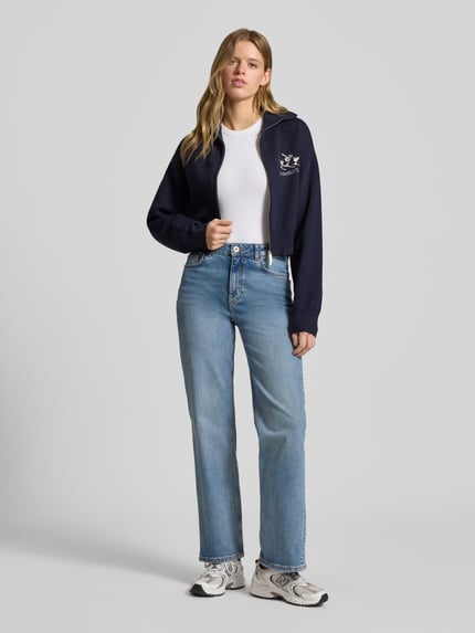 LeGer Cropped Strickjacke aus Viskose-Mix Modell 'Jaden' Marine 1