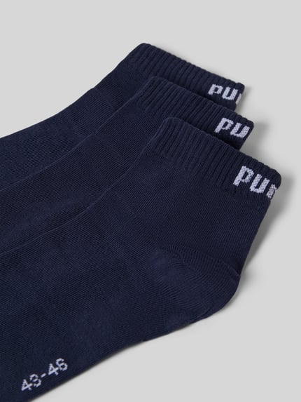 Produktfoto, Sneakersocken mit Logo im 3er-Pack von Puma, donkerblauw, katoenmix met stretch, nauwsluitende pasvorm, heren, set van 3.