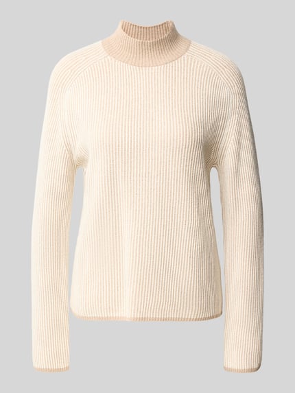 Produktfoto, Relaxed Fit Pullover aus Baumwoll-Mix von Tom Tailor, imitacja dzianiny, kształt kołnierza: mock neck, rękawy: długi rękaw, zakończenie: prążkowane, materiał: mieszanka bawełny