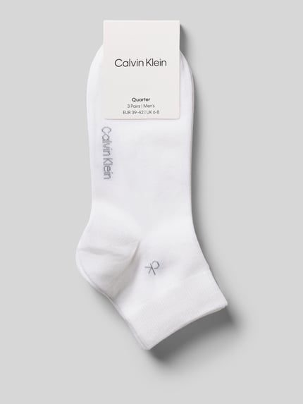 Produktfoto, Socken aus Baumwoll-Mix im 3er-Pack von CK Calvin Klein in Weiß mit feiner Textur, dezentes Logo, Herren Socken