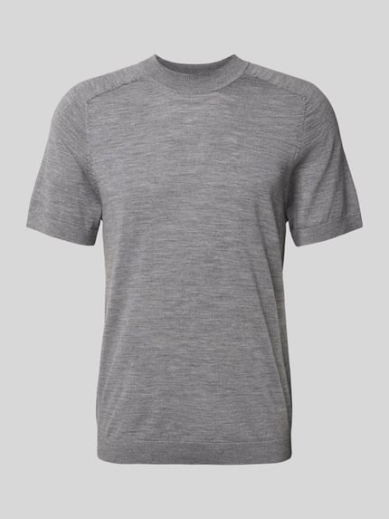 Selected Regular Fit T-Shirt aus reiner Wolle Mittelgrau 2