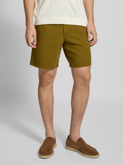 Forét Korte regular fit broek met elastische band, model 'CLAY' Olijfgroen - 4