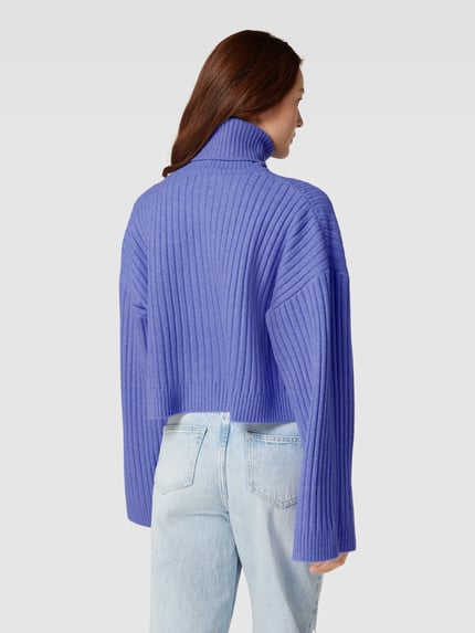 EDITED Korte gebreide pullover in riblook, model 'Rodina' Lavendel - 5