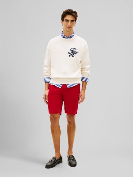 Tommy Hilfiger Regular Fit Bermudas aus Baumwoll-Mix Rot 1