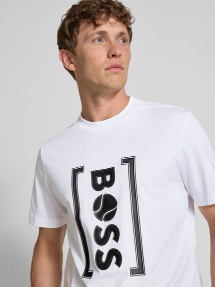 BOSS Green T-shirt o kroju regular fit z czystej bawełny model ‘ICONIC’ Biały 3
