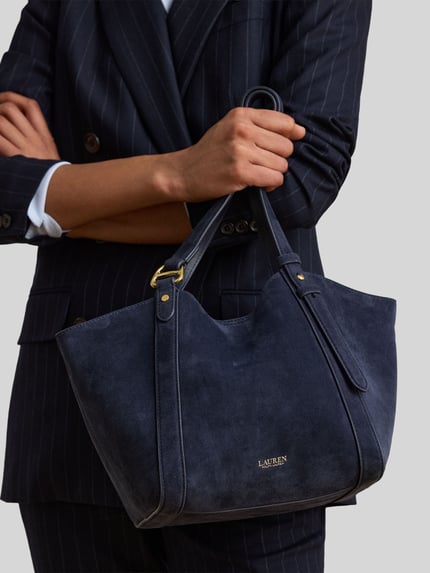 Lauren Ralph Lauren Henkeltasche aus echtem Schafsleder Modell 'TASHA' Dunkelblau 1