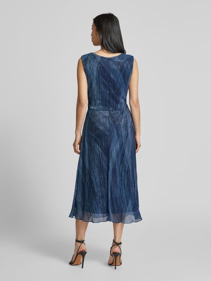 SWING Cocktailjurk met ronde hals Donkerblauw - 5
