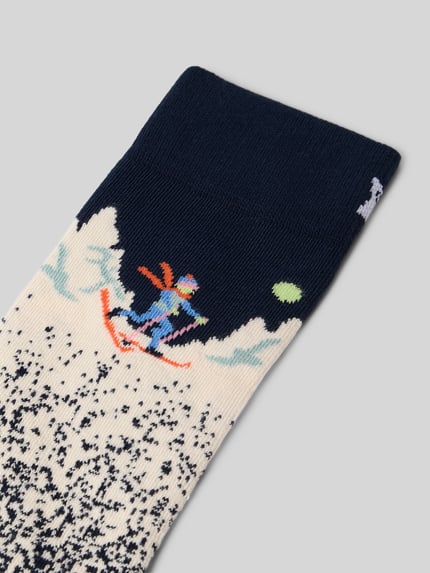 Happy Socks Socken aus elastischem Baumwoll-Mix Modell 'Snowy Night' Blau 2