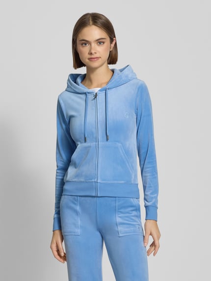 Juicy Couture Sweatjack met logostitching, model 'ROBERTSON' Lichtblauw - 4