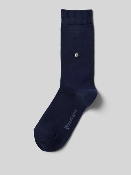 Burlington Sokken met labeldetail model 'BRIT' Donkerblauw - 1