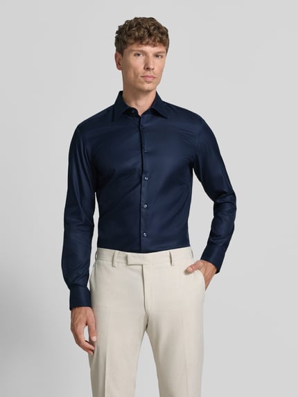 BOSS Koszula biznesowa z czystej bawełny w kroju slim fit model 'H-HANK-K' Granatowy 4