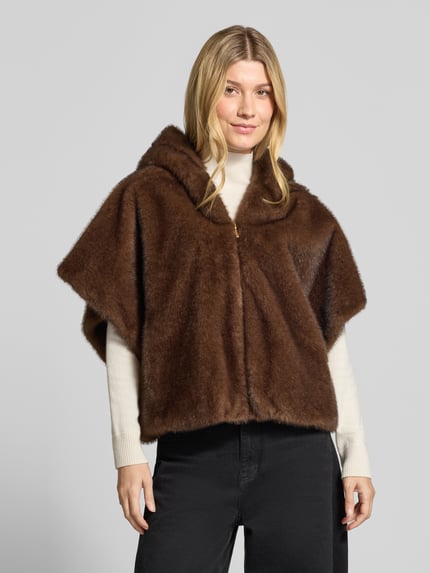 PETITE M. Relaxed Fit Jacke aus Kunstfell mit 1/2-Arm Dunkelbraun 4
