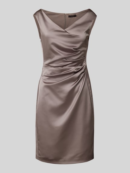 Vera Mont Cocktailjurk met watervalhals Taupe - 2