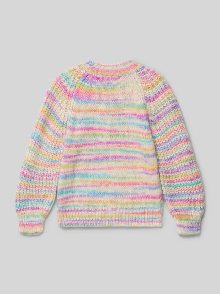 ONLY Sweter z dzianiny o kroju regular fit z melanżowymi paskami model ‘CARMA-LIA’ Écru 3