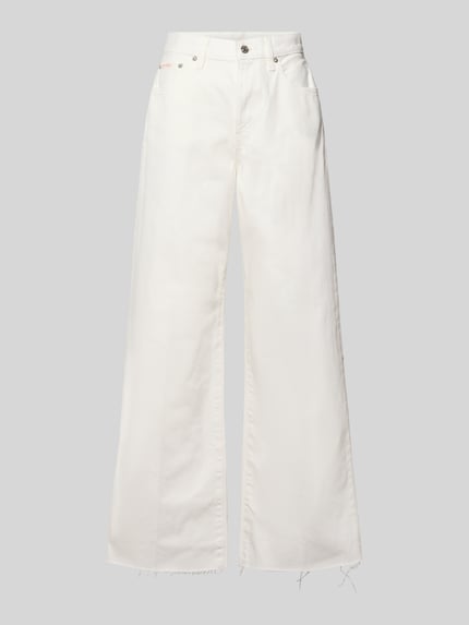 Produktfoto, Wide Leg Jeans aus reiner Baumwolle von Calvin Klein Jeans in weißer Denim-Optik, Label-Patch, 5-Pocket-Design, Relaxed-Fit