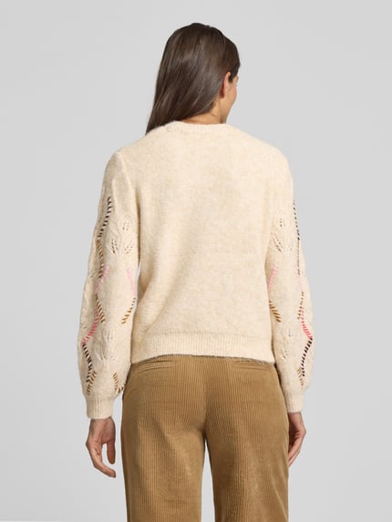 YAS Regular Fit Strickpullover mit Woll-Anteil Modell 'GABBI' Offwhite 5