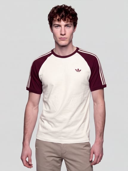 adidas Originals T-Shirt aus Leinen mit Kontraststreifen Offwhite 4