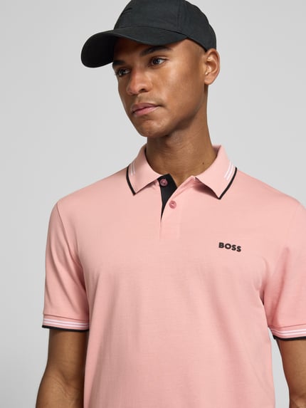 BOSS Green Slim Fit Poloshirt aus reiner Baumwolle Modell 'PAUL' Pink 3