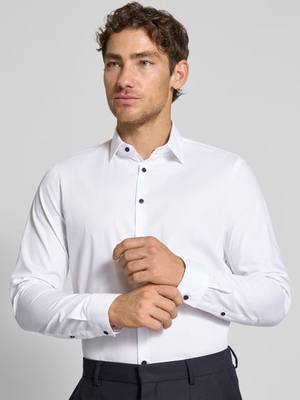 Jake*s Slim Fit Businesshemd aus Baumwolle mit Kentkragen Weiss 3