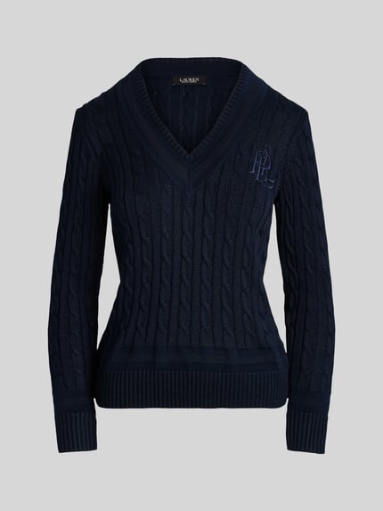 Lauren Ralph Lauren regular fit pullover van katoenmix met gestikt logo Marineblauw - 2