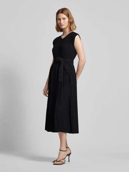 MM by Max Mara Midi-jurk met plissévouwen, model 'KISS' Zwart - 1