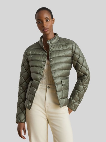 Lauren Ralph Lauren regular fit gewatteerd jack met opgestikte zakken Donkergroen - 4