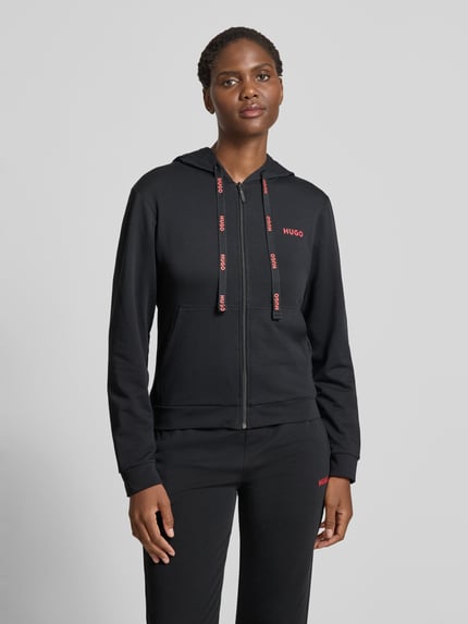 HUGO Regular fit sweatjack van katoenmix, model 'HUGO ID JACKET' Zwart - 4