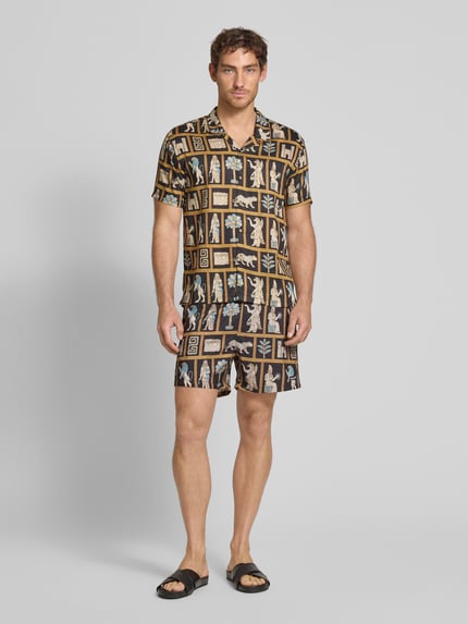 BOARDIES Regular fit vrijetijdsoverhemd met borstzak, model 'Mesopotamia' Zwart - 1