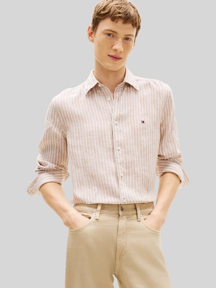 Tommy Hilfiger Regular Fit Freizeithemd aus reinem Leinen Beige 4