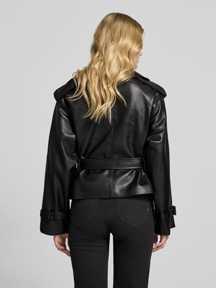 Gina Tricot Jack in leerlook met riem Zwart - 5