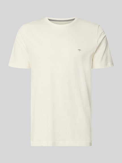 T-Shirt mit Rundhalsausschnitt und Label-Stitching Shop The Look MANNEQUINE